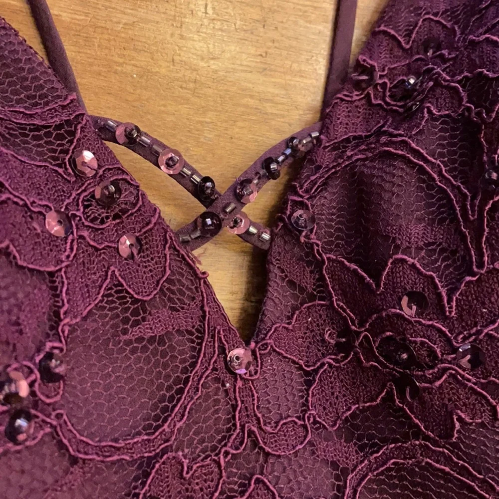 Mori Lee Madeline Gardner Bridesmaid #146 Dress Eggplant Prom - Picture 8 of 11